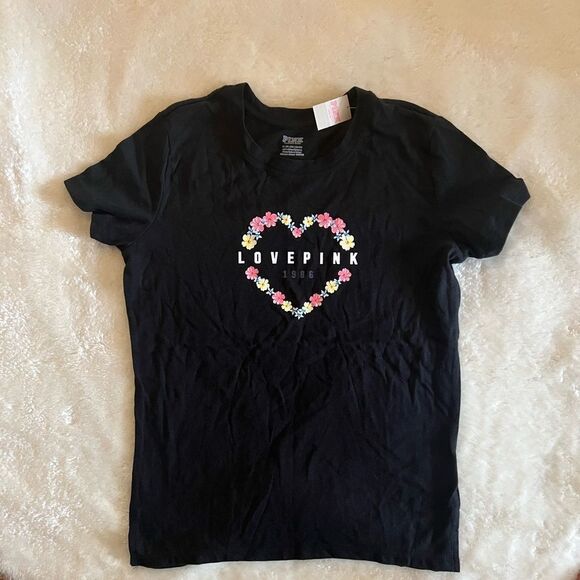 Pink VS Hearted Pink Print On Center Top - Picture 1 of 3